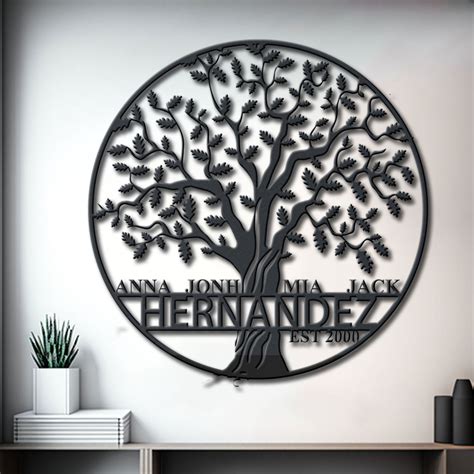 Family Tree Of Life Name Metal Wall Art Personalized 1 – Koolezt