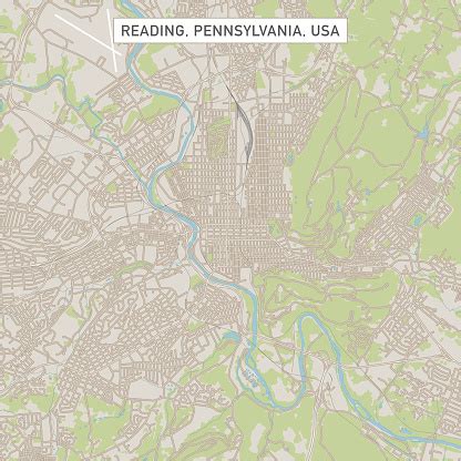 Reading Pennsylvania Us City Street Map Stock Illustration - Download Image Now - iStock