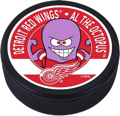 Detroit Red Wings - Al The Octopus Mascot Textured Puck - SportMascots.com