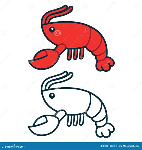 Cartoon Lobster or Crawfish Drawing Stock Vector - Illustration of ...