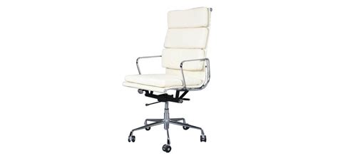 Eames EA219 Inspired High Back Soft Pad Cream Leather Office Chair | Chair, White office chair ...