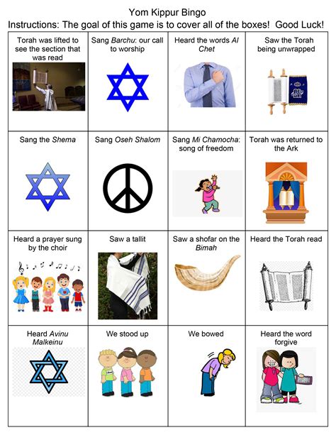 Yom Kippur Activity Worksheets - Temple Beth El of Northern Westchester