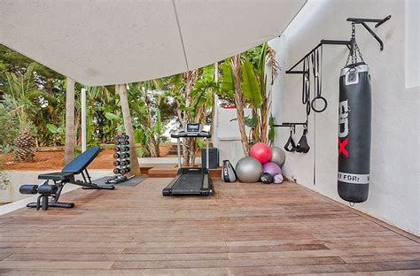 Outdoor gym, Ibiza. | Outdoor home gym, Celebrity houses, Outdoor gym