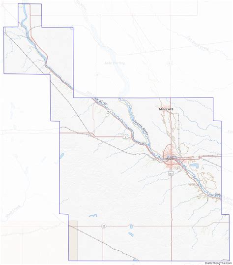 Map of Ward County, North Dakota - Thong Thai Real