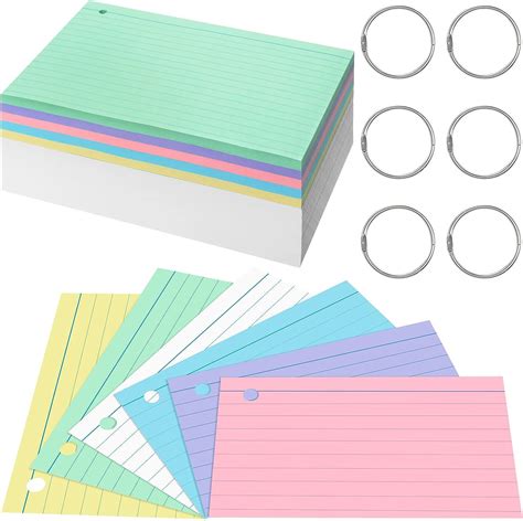 Amazon.com : 300 Pieces Index Cards Flash Cards with Rings Punched ...