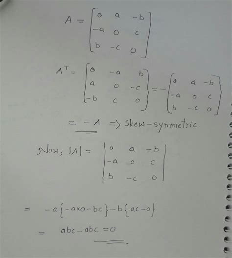 What is the determinant of a skew symmetric matrix? - Brainly.in