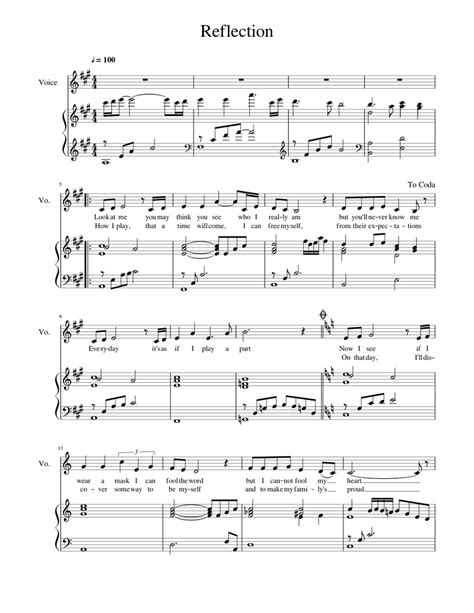 Reflection Sheet music for Piano, Vocals (Piano-Voice) | Musescore.com