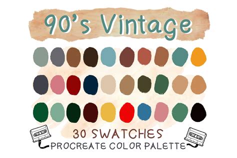 90's Vintage Procreate Color Palettes Instant Download | Etsy | Vintage colour palette, Color ...