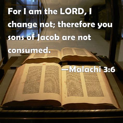 Malachi 3:6 For I am the LORD, I change not; therefore you sons of Jacob are not consumed.