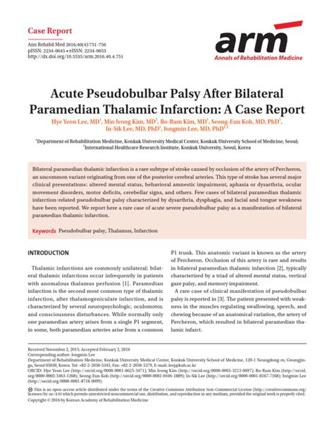 Acute Pseudobulbar Palsy After Bilateral Paramedia | PDF | Thalamus ...