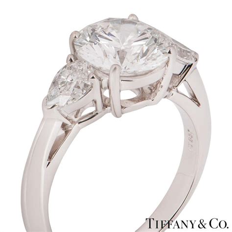 Tiffany and Co. Platinum Diamond Three-Stone Ring 2.36 Carat GIA Certified at 1stDibs