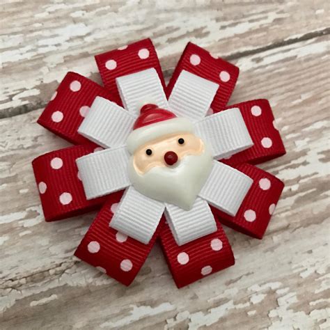 Christmas Santa Hair Bow Christmas Bows for Girls Santa | Etsy