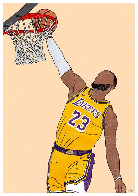 Lebron James Dunking During LA Lakers Game Faceless Line Art - Etsy ...