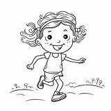 Funny Girl Running Coloring Sheet Outline Sketch Drawing Vector Wing  sketch template