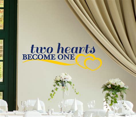 Two Hearts Become One - Wall Decal for Wedding Decoration, Gift