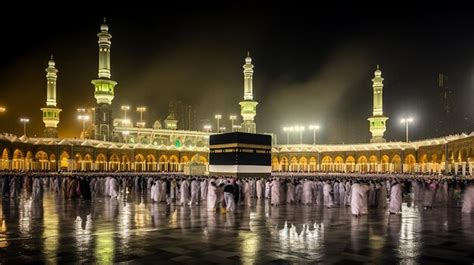 Premium AI Image | beautiful kaaba in mecca saudi arabia at night