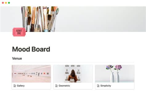 Notion Template Gallery – Mood board