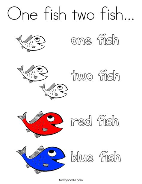 One fish two fish Coloring Page - Twisty Noodle