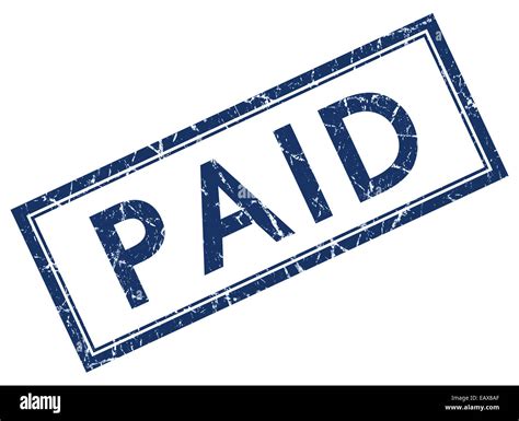 paid blue square stamp Stock Photo - Alamy