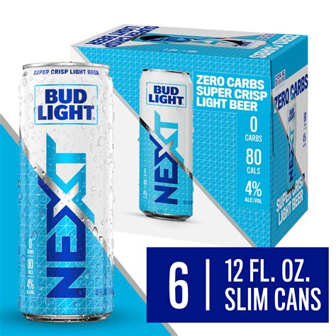 Bud Light NEXT Beer, 6 Pack Light Beer, 12 FL OZ Cans, 4% ABV, Domestic Beer - Walmart.com