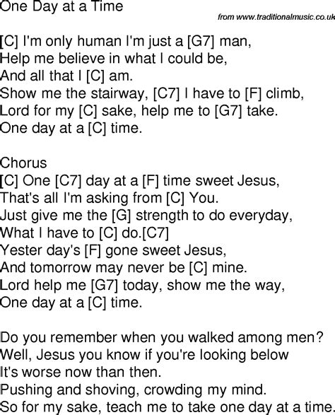 Old time song lyrics with guitar chords for One Day At A Time C | Gospel song lyrics, Christian ...