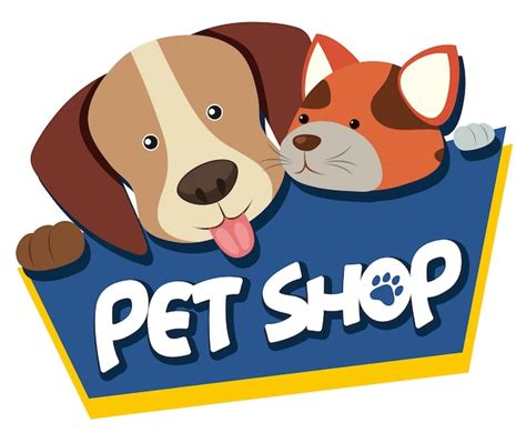 Pet shop sign with cute dog and cat | Premium Vector