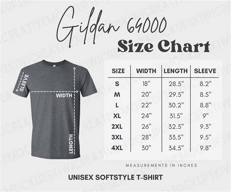 Gildan 64000 Size Chart Gildan Shirt Size Guide T-shirt Size - Etsy | Fishing tee shirts, T ...