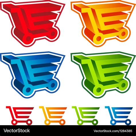 3D Shopping Cart Icons Royalty Free Vector Image