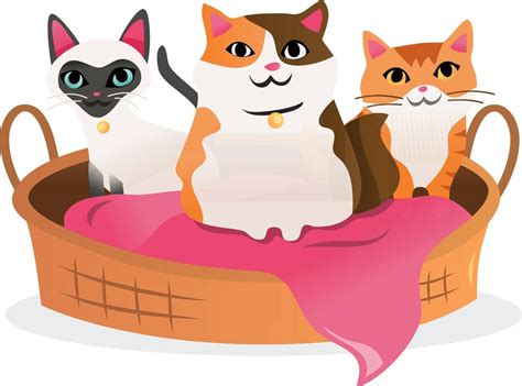 Cartoon Three Cats in Pet Bed 2004463 Vector Art at Vecteezy