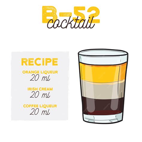 Premium Vector | B52 cocktail illustration recipe drink with ingredients