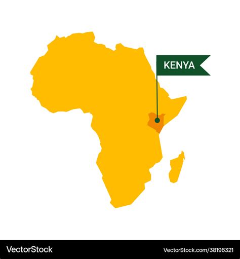 Kenya on an africa s map with word on a flag Vector Image