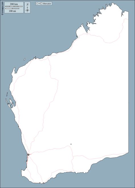 Western Australia free map, free blank map, free outline map, free base map outline, main cities ...