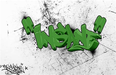 'INSANE' Name in 3d Graffiti Letters Green Color | Digital Graffiti