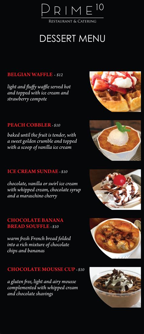 Dessert Menu - Prime 10