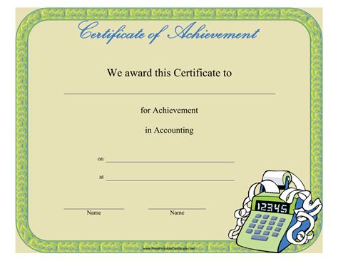 Accounting Achievement Certificate Template Download Printable PDF | Templateroller