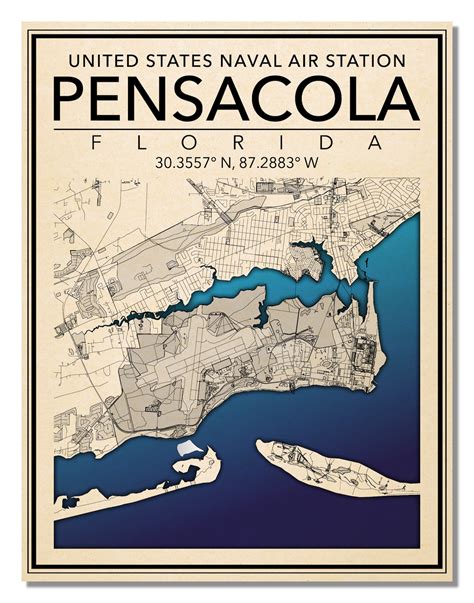 Wall Art Map Print of Naval Air Station Pensacola Florida | Etsy