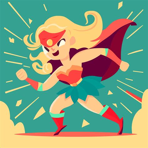 cute happy blonde super hero woman 27580203 Vector Art at Vecteezy