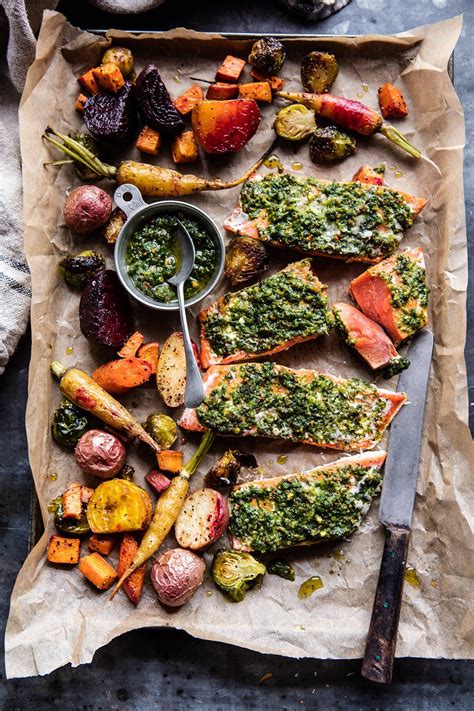 Half Baked Harvest Salmon with pesto and veggies | Harvest recipes, Half baked harvest recipes ...