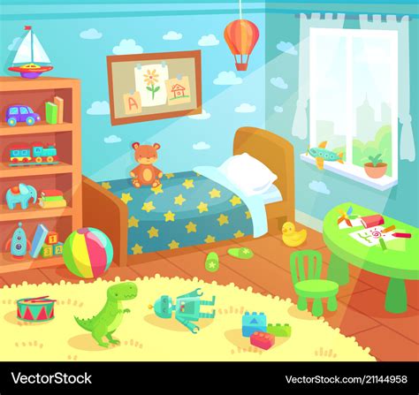 Cartoon kids bedroom interior home children room Vector Image