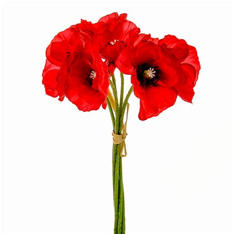 Silk poppy flowers | Artificial poppy bunch | Shelf Edge UK