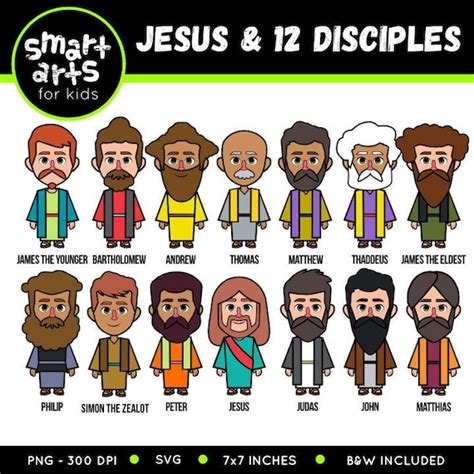 Jesus and 12 Disciples Clip Art 12 Disciples Bible Based - Etsy