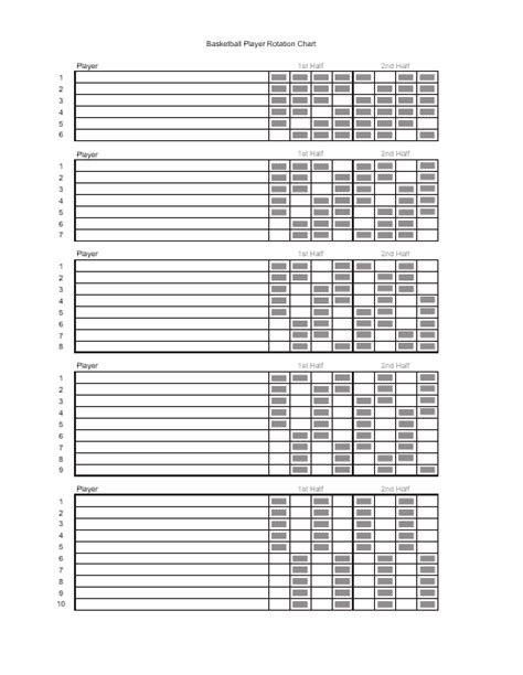 Basketball Player Rotation Chart Template Download Printable PDF | Templateroller