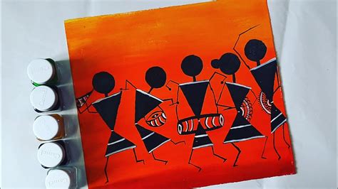 Tribal ,African art painting||Jharkhand tribal painting||How to draw step by step tribal ...