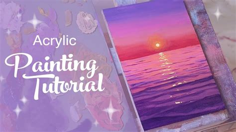 Acrylic Painting Tutorial - Purple Ocean Sunset (beginner to intermediate) - YouTube