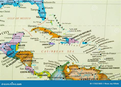 Map of Caribbean Islands stock image. Image of republic - 173521805