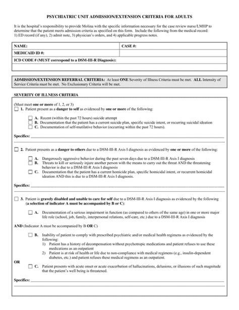 Louisiana Psychiatric Unit Admission/Extension Criteria for Adults - Fill Out, Sign Online and ...