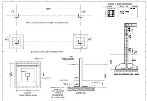 Plan of Typical Footing Detail DWG File