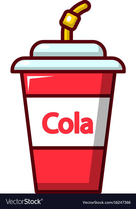 Cola plastic glass icon cartoon style Royalty Free Vector