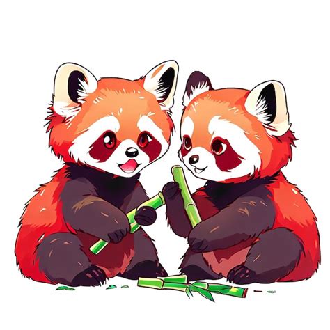 Premium AI Image | Red pandas eating bamboo snack