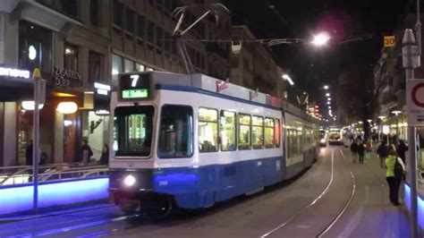 Switzerland: Zurich trams by night outside the Hauptbahnhof - YouTube